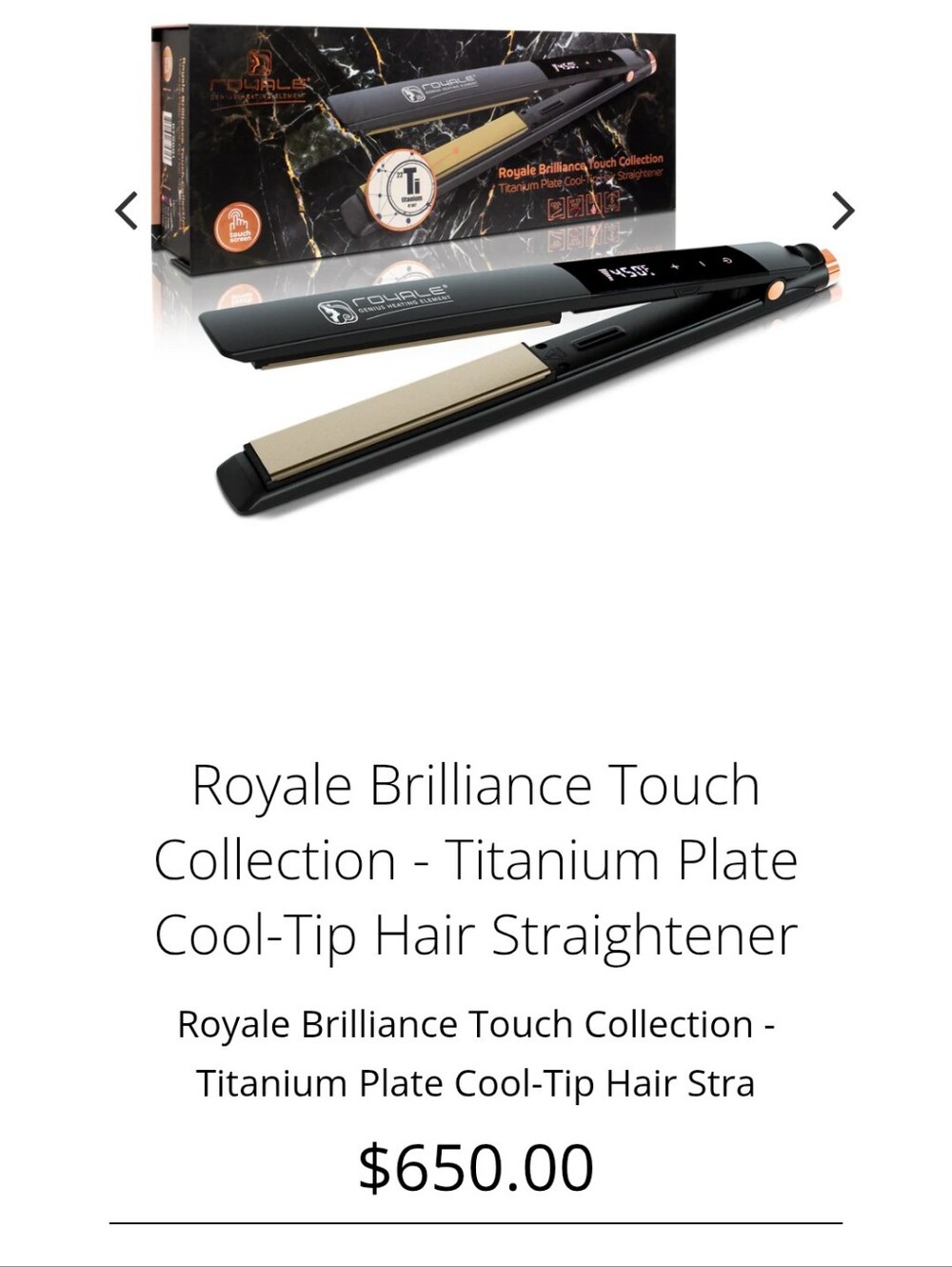 Royale Brilliance Titanium Plate Hair Straightener - Black New In Box